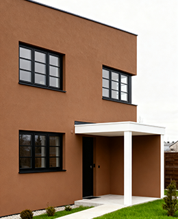 Titanium chromium brown facade house